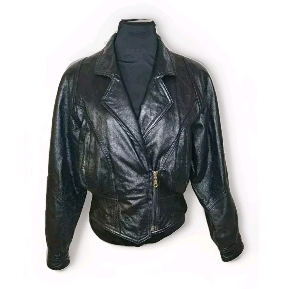 vintage Leather Bomber Jacket Black Previously Owned By Ohio Guitarist‎ Musician